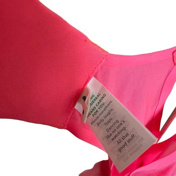 NWT Aerie 38D Smoothez Mesh Unlined Sheer Sexy Balconette Bright Pink Bra - Picture 7 of 10